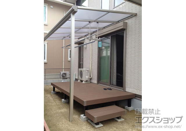 愛知県豊田市ののテラス屋根 ヴェクターテラス F型 テラスタイプ 単体 積雪〜20ｃｍ対応+吊り下げ物干し 施工例