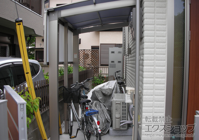 神奈川県横浜市ののサイクルポート・駐輪場 エックスルーフ サイクルポート オープンタイプ 積雪〜30cm対応+サイドパネル 施工例