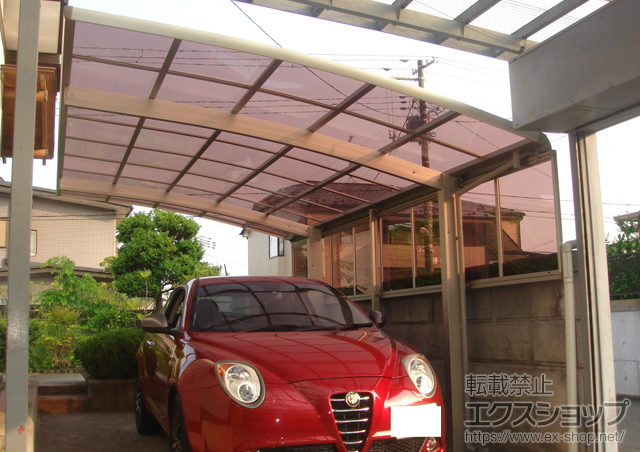 宮城県仙台市ののカーポート レイナポート 積雪〜20cm対応+サイドパネル 標準用　54-08タイプ 施工例