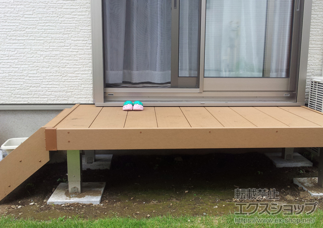 千葉県柏市ののウッドデッキ リウッドデッキ 200 単体+リウッドステップ5型 ステップＴタイプ 施工例