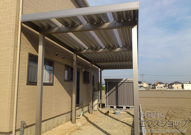 岡山県岡山市ののカーポート ジーポートneo 積雪100cmＡタイプ 縦連棟 8本柱 積雪〜100ｃｍ対応 施工例