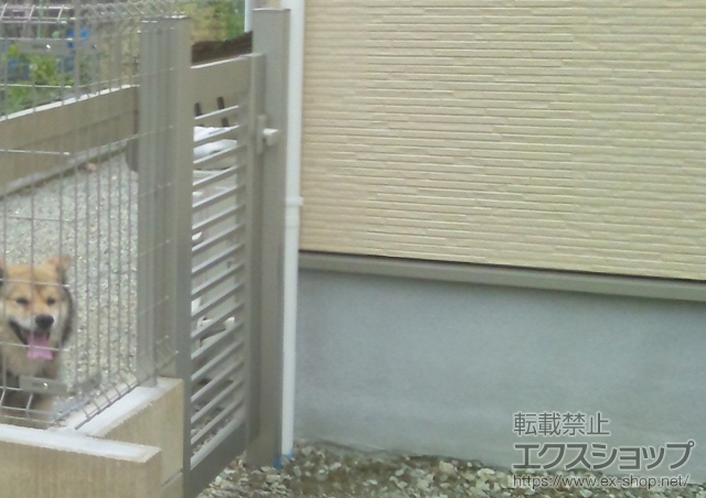 兵庫県姫路市のの門扉 エクスライン門扉12型 片開き 門柱仕様 施工例