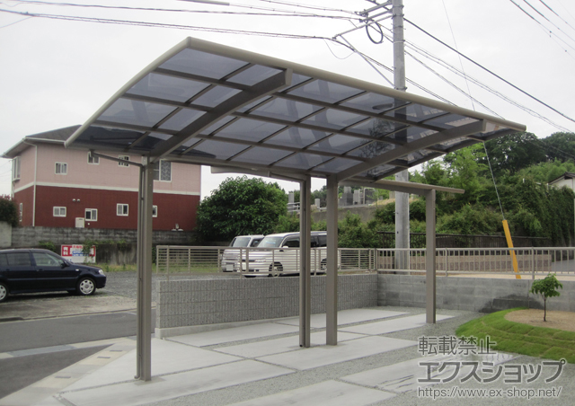 岡山県倉敷市のLIXIL リクシル（トステム）のカーポート カーブポートシグマIII Y合掌 積雪〜30cm対応 施工例