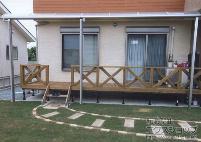 熊本県菊池市ののテラス屋根 プレシオステラス R型 テラスタイプ 連棟 積雪〜20ｃｍ対応 施工例