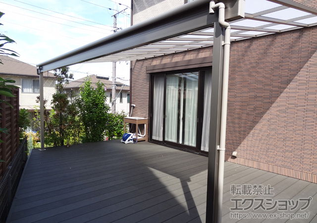 奈良県奈良市のLIXIL リクシル（トステム）のテラス屋根 ライザーテラスII F型 テラスタイプ 積雪〜20?対応 施工例