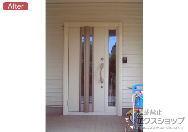 岩手県盛岡市のLIXIL リクシル（トステム）の玄関ドア リシェント D2型 片袖タイプ 施工例
