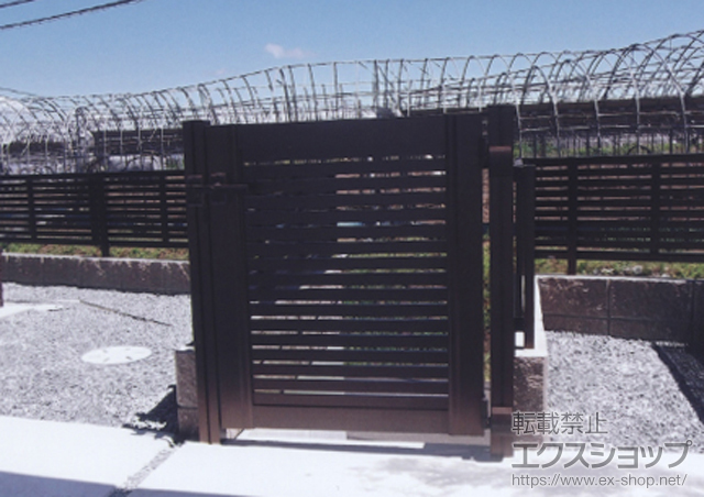 熊本県熊本市のの門扉 エクスライン門扉5型 片開き 門柱仕様 施工例