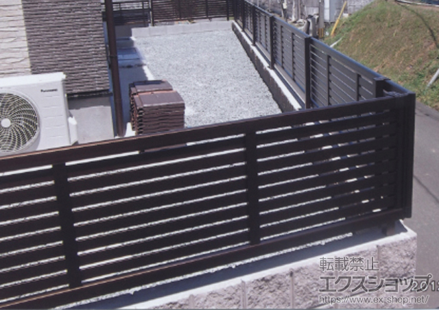 熊本県熊本市ののフェンス・柵 エクスラインフェンス5型 自由柱タイプ 施工例