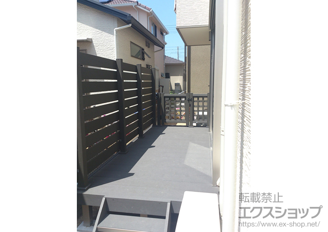 兵庫県神戸市ののウッドデッキ リウッドデッキ 200 単体+リウッドデッキフェンス　3型+リウッドデッキフェンス1型+リウッドデッキ門扉　1型 施工例