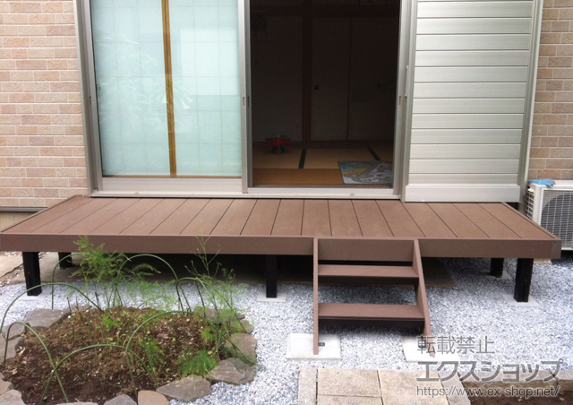 千葉県市川市ののウッドデッキ リウッドデッキ200 単体+リウッドステップ5型 Tタイプ2段 施工例