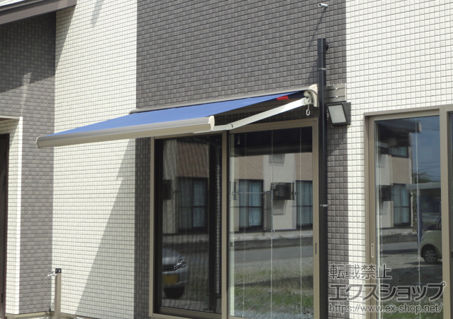 山形県村山市のLIXIL リクシル（トステム）のオーニング・日よけ 彩鳥S型 レギュラータイプ 手動式 施工例
