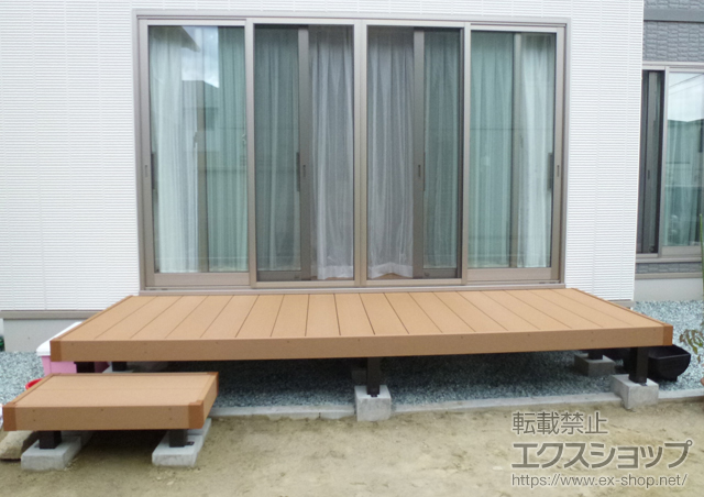 宮城県仙台市ののウッドデッキ リウッドデッキ 200 単体 +独立式リウッドステップ 2型 施工例