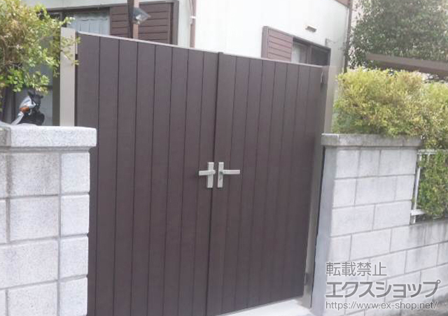 香川県高松市のの門扉 ライフモダンII TA型 両開き 柱使用 施工例