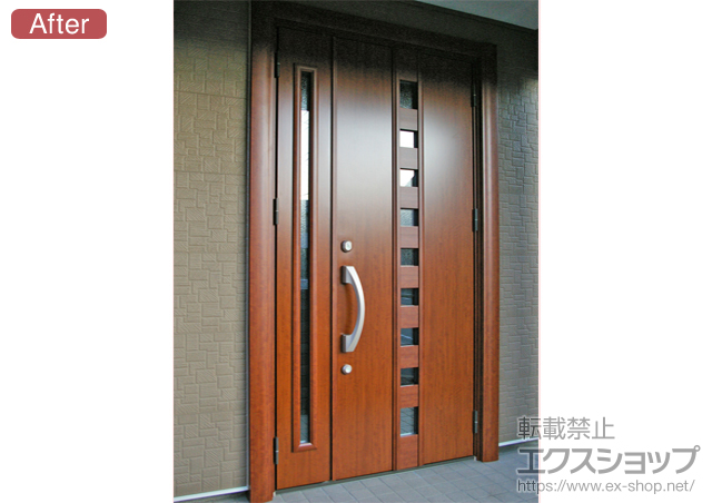 静岡県浜松市のLIXIL リクシル（トステム）の玄関ドア リシェントＫ4仕様 親子Ｒ400 施工例