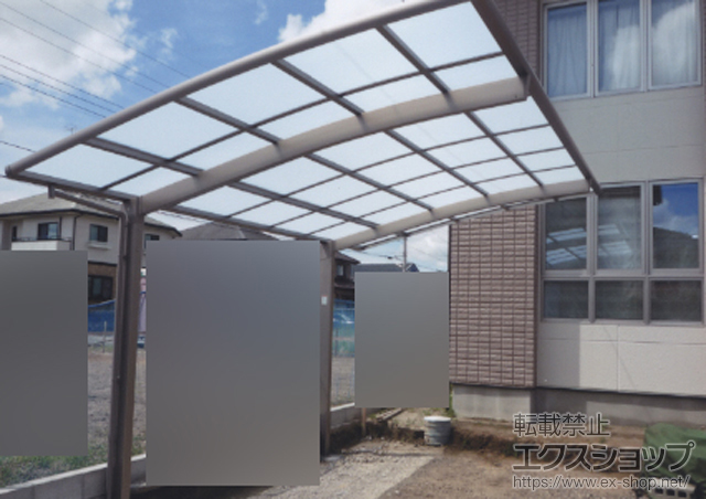 千葉県山武郡大網白里町のLIXIL リクシル（トステム）のカーポート カーブポートシグマIII 積雪〜30cm対応+カーブポートシグマIII 屋根材ホルダー 施工例