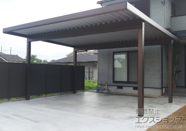 京都府京丹後市ののカーポート ジーポートneo 積雪100cmＡタイプ 2台用 4本柱 角柱仕様 施工例