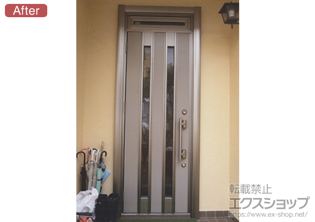 千葉県柏市のLIXIL リクシル（トステム）の玄関ドア リシェントK4 アルミ仕様 片開き ランマ付 300型 施工例