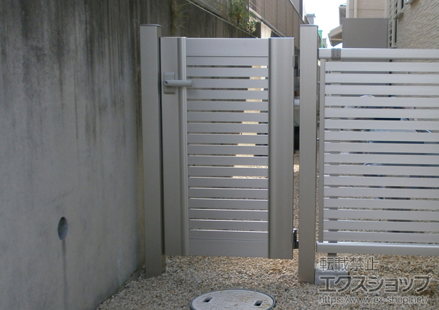 三重県桑名市のの門扉 エクスライン門扉5型 片開き 門柱仕様 施工例