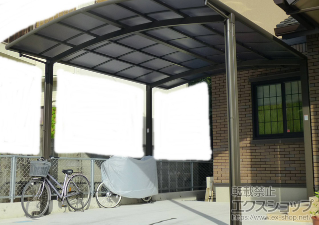 愛媛県八幡浜市のLIXIL リクシル（トステム）のカーポート カーブポートシグマIII ワイド 積雪〜30ｃｍ対応 施工例