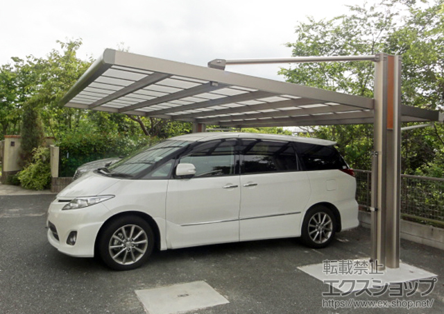 愛知県豊川市ののカーポート 4Gワイド マテリアルカラー 積雪〜20cm対応+4G サポートセット(着脱式) 基本用+パネル抜け防止材 施工例