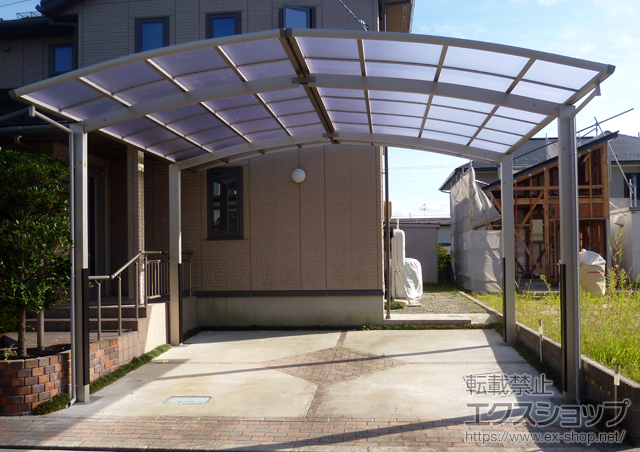 宮城県仙台市ののカーポート レイナポート M合掌 積雪〜20ｃｍ対応+レイナポート用柱カバー 施工例