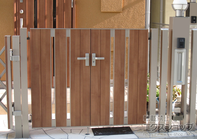 大阪府大阪市のの門扉 ライフモダンII SA型 複合色 両開き 施工例