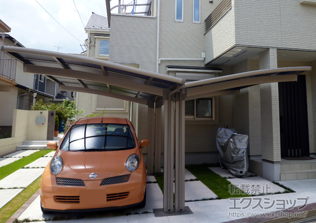 東京都日野市のLIXIL リクシル（トステム）のカーポート カーブポートシグマIII Y合掌 積雪〜30cm対応 施工例