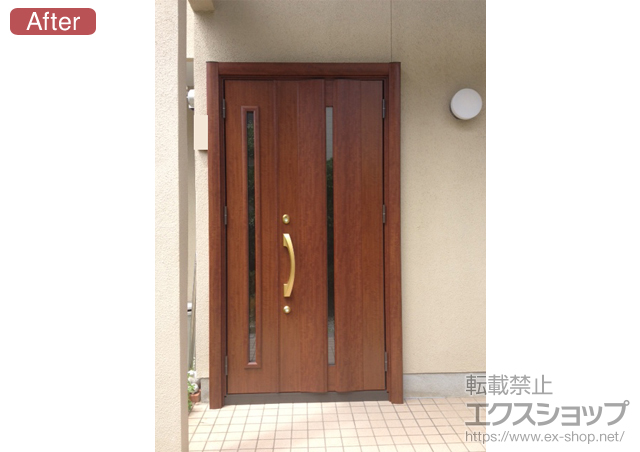 福岡県福岡市のLIXIL リクシル（トステム）の玄関ドア リシェントK4 500型 親子タイプ 施工例