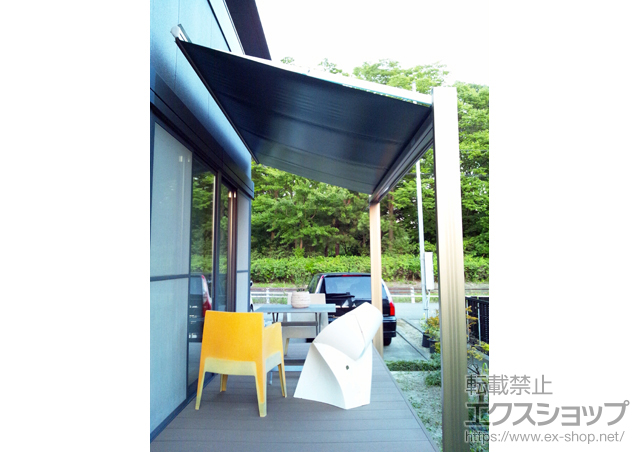 富山県高岡市のLIXIL リクシル（トステム）のオーニング・日よけ 彩樹A型 ボックスタイプ 手動式 施工例