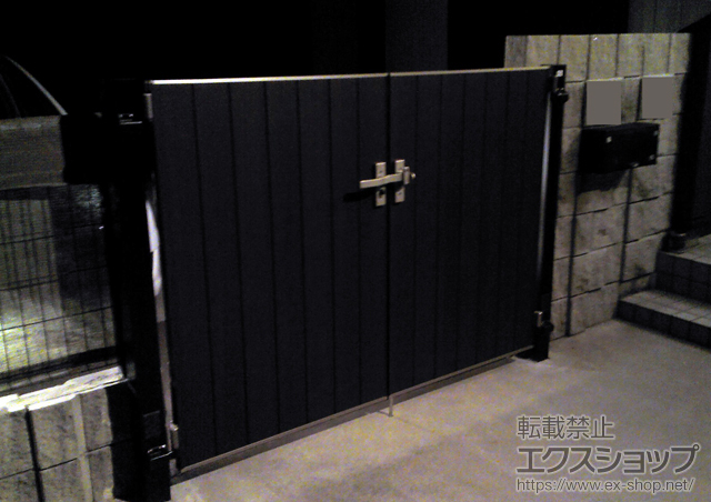 福岡県直方市のの門扉 ライフモダンII TA型 両開き 門柱使用 施工例