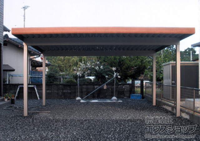 福岡県飯塚市ののカーポート レオンポートneo 2台用 角柱仕様 積雪〜50cm対応 施工例