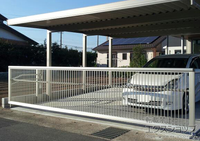 岐阜県岐阜市ののカーゲート エクスラインアップゲート ワイド 2型 電動式 施工例