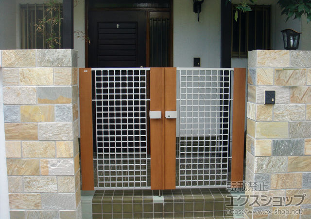 東京都目黒区のの門扉 マイリッシュM1型 両開き　門柱タイプ 施工例