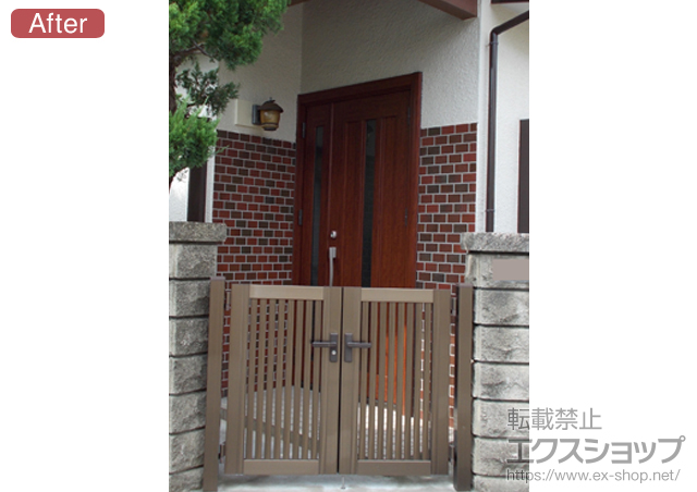 東京都三鷹市のLIXIL リクシル（トステム）の玄関ドア リシェント P1型 親子タイプ ランマ無 施工例