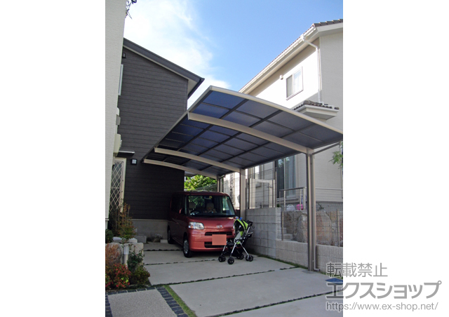 福岡県北九州市のLIXIL リクシル（トステム）のカーポート カーブポートシグマIII 延長 積雪〜30cm対応 施工例