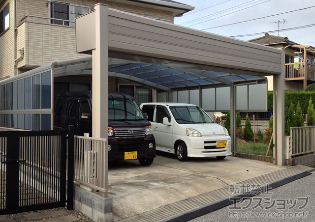 千葉県木更津市ののカーポート レイナツインポート+カーポートサイドパネル 両側面 施工例