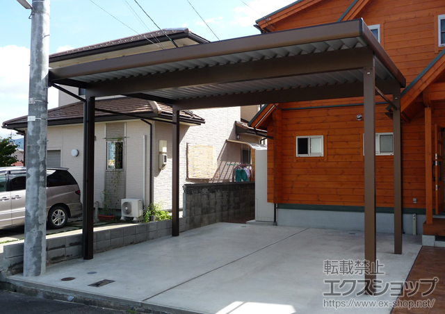 福井県敦賀市ののカーポート ジーポートneo 積雪100cm対応 Ａタイプ 2台用 4本柱 施工例