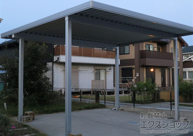 千葉県木更津市のLIXIL リクシル（トステム）のカーポート テリオスポートIII 900 2台用 4本柱 積雪〜30cm対応
幅=5,484mm 施工例