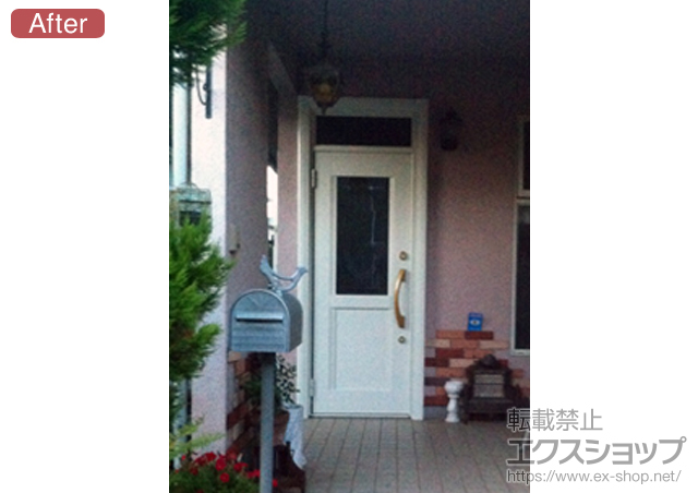 千葉県印西市のLIXIL リクシル（トステム）の玄関ドア リシェント アルミ仕様20片開き ランマ付Ｌ Ｍ3 施工例