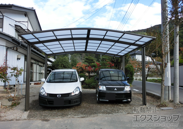 長野県千曲市のLIXIL リクシル（トステム）のカーポート カーブポートシグマIII ワイド 積雪〜30cm対応 施工例