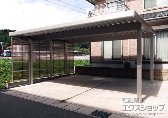 岐阜県不破郡関ヶ原町ののカーポート ジーポートneo 積雪100cmＡタイプ 2台用 4本柱+サイドパネル 波板タイプ 52-24用 施工例