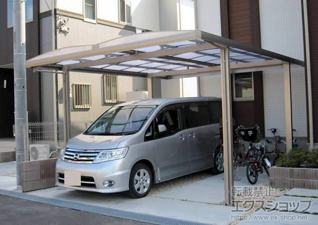 茨城県つくば市のLIXIL リクシル（トステム）のカーポート キューブポートプラス ワイド 積雪〜20cm対応 施工例