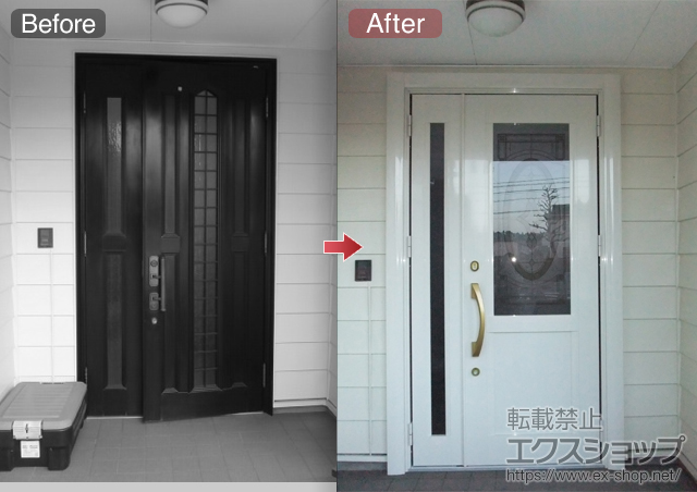 千葉県千葉市のLIXIL リクシル（トステム）の玄関ドア リシェント M3型(アルミ色)　親子タイプ 施工例