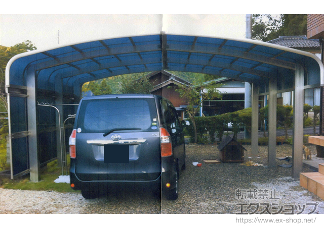 岐阜県山県市ののカーポート レイナキャップポート50 M合掌 積雪〜50cm対応+サイドパネル 51-17H 施工例