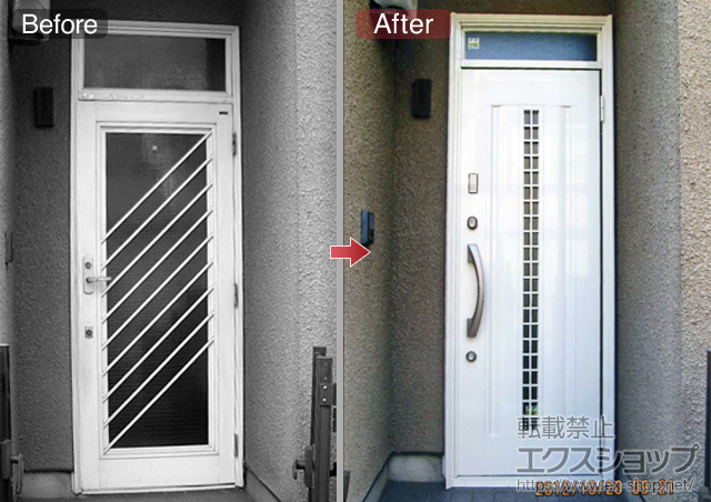 東京都渋谷区のLIXIL リクシル（トステム）の玄関ドア リシェント アルミ仕様20 カザスシステム  片開きランマ付 施工例