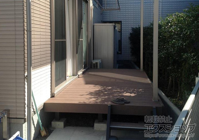 静岡県静岡市のLIXIL リクシル（トステム）のウッドデッキ リコステージII+リコステージII ステップ1段 施工例