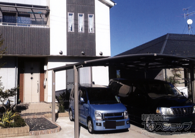 福島県福島市のLIXIL リクシル（トステム）のカーポート カーブポートシグマIII ワイド 積雪〜30cm対応 施工例