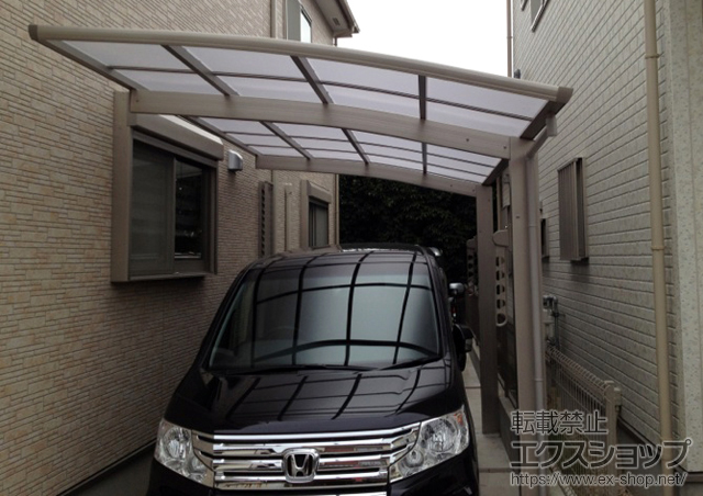 福岡県福岡市ののカーポート プレシオスポート 積雪〜20cm対応+斜め切詰用前枠 施工例