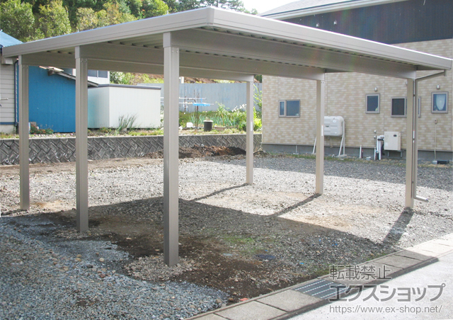 岩手県岩手郡雫石町のLIXIL リクシル（トステム）のカーポート テリオスポートIII 3000 2台用 6本柱 施工例