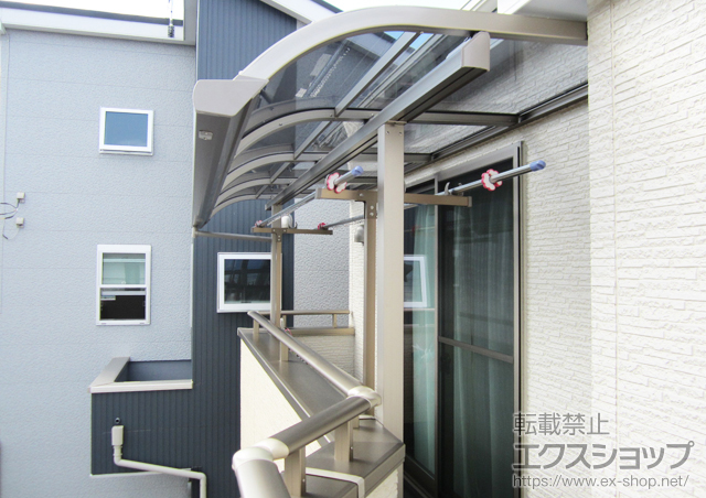 東京都東大和市のLIXIL リクシル（トステム）のバルコニー・ベランダ屋根 ライザーテラスII R型 屋根タイプ 単体 積雪〜20cm対応 施工例